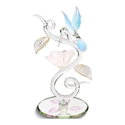 Hummingbird & Pink Rose Glass Figurine Gift – view 2