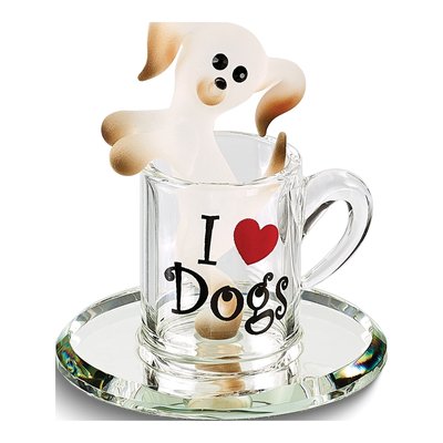 Pup In A Cup Glass Dog Figurine