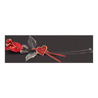 I LOVE YOU Red Rose Glass Figurine with 22k Gold Trim – view 3