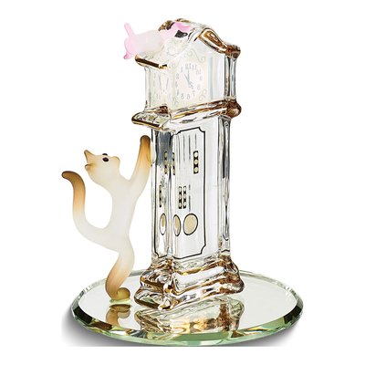 Hickory Dickory Clock Cat & Mouse Glass Figurine – view 2