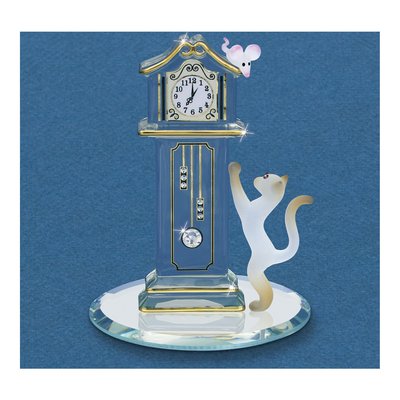 Hickory Dickory Clock Cat & Mouse Glass Figurine – view 3