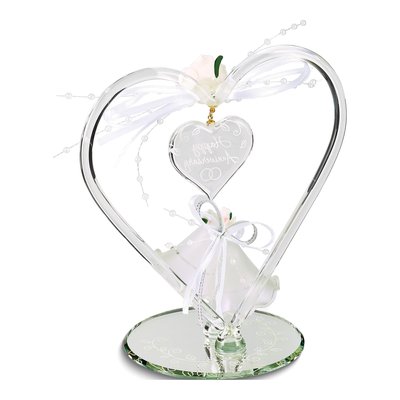 Happy Anniversary Heart & Bells Glass Figurine Gift – view 2