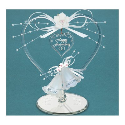 Happy Anniversary Heart & Bells Glass Figurine Gift – view 3