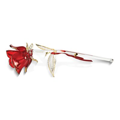 I LOVE YOU Red Rose Glass Figurine, 22k Gold Trim – view 2