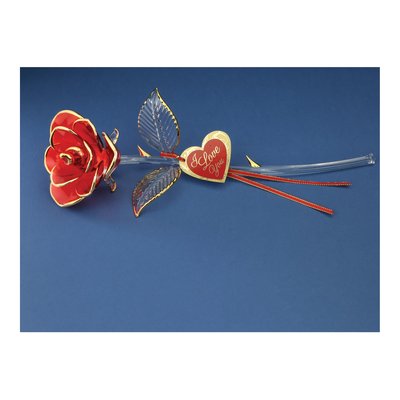 I LOVE YOU Red Rose Glass Figurine, 22k Gold Trim – view 3