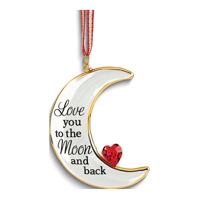 Glass Baron "Love You to the Moon" Heart Ornament