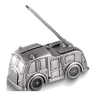 Pewter-Tone Fire Truck Bank