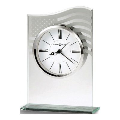 5 Inch Howard Miller Liberty Flag Etched Glass Tabletop Clock