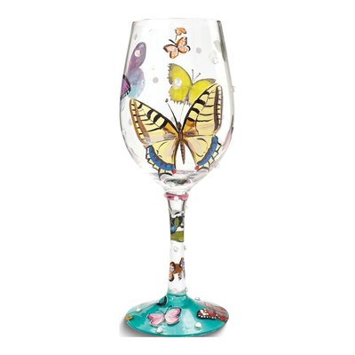 Lolita Hand-Painted Butterfly Wishes Wine Glass