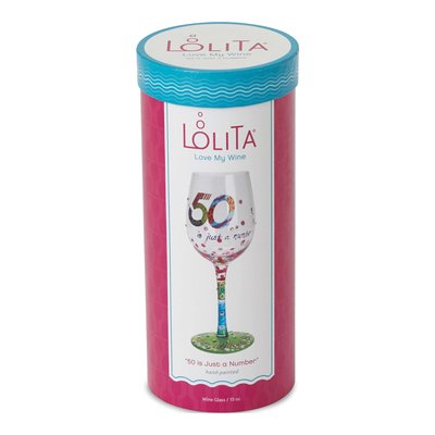 Lolita "50 Is Just A Number" Hand-Painted Wine Glass – view 3