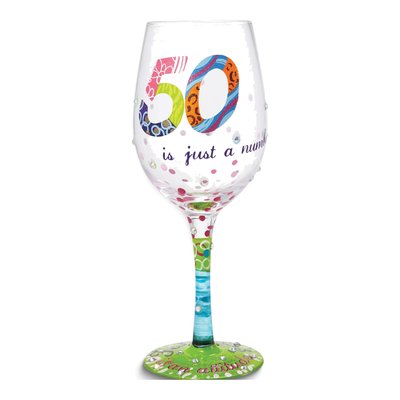 Lolita "50 Is Just A Number" Hand-Painted Wine Glass