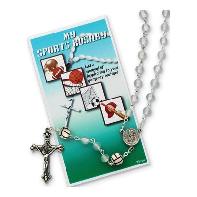Girls' White Cat's Eye Volleyball Beads Rosary