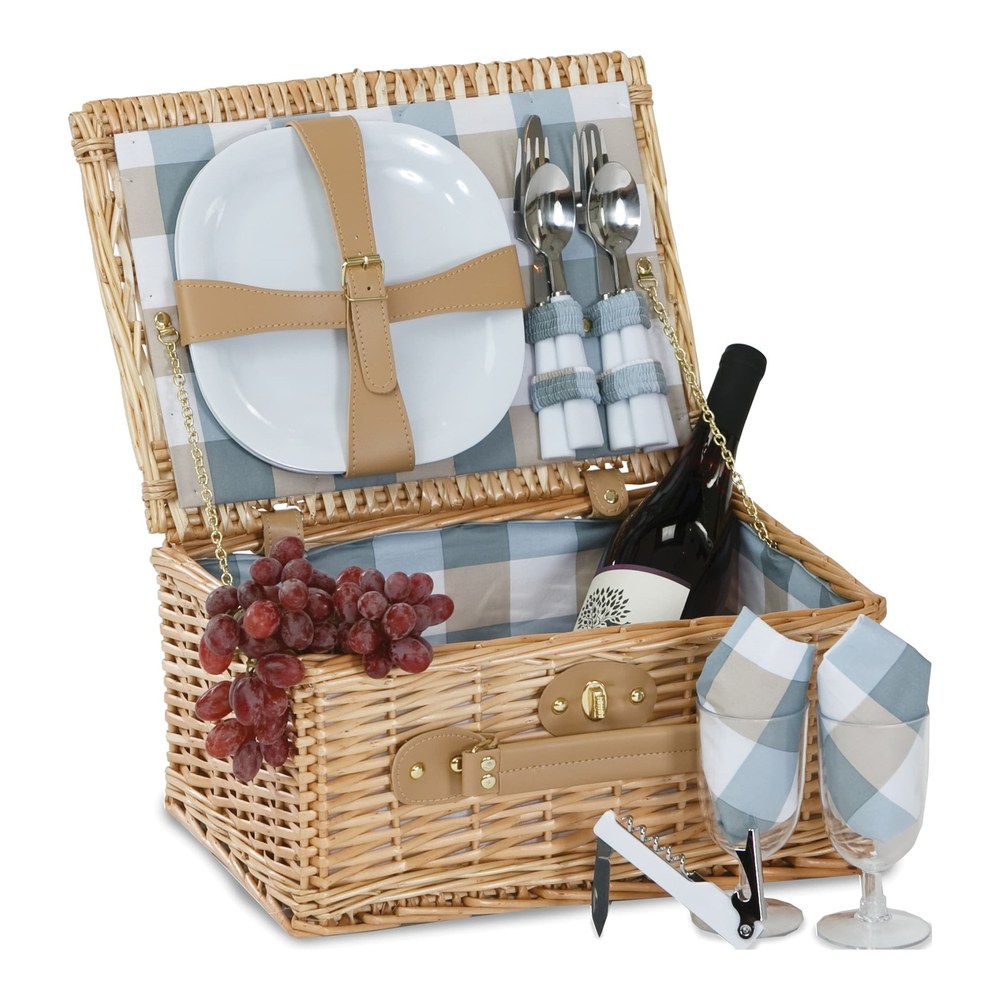 Boothbay Willow Picnic Basket, Service for 2