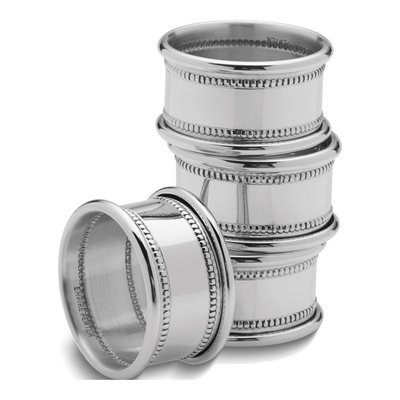 Empire Pewter Beaded Napkin Rings, Set of 4