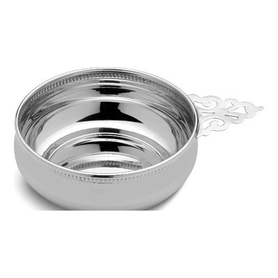 Sterling Silver Empire Pierced Handle Beaded Edge Porringer