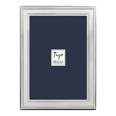 Sterling Silver 5x7 Beaded Photo Frame with Wood Back