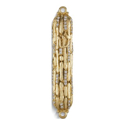 Gold-Tone Bamboo Design Mezuzah with Crystals