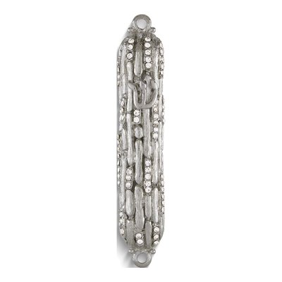 Silver-Tone Bamboo Design Mezuzah with Crystals