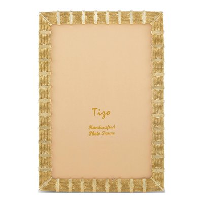 Gold-Tone Mesh 4x6 Photo Frame with Crystal Accents