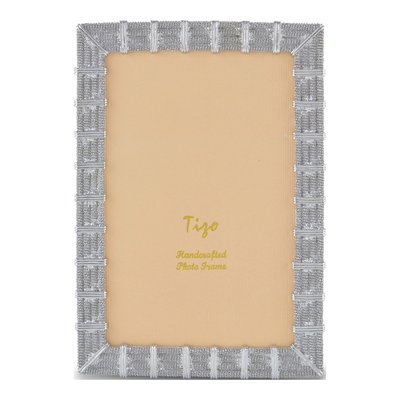 Silver-Tone Mesh 4x6 Photo Frame with Crystals