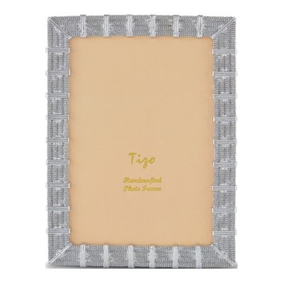 Silver-Tone Mesh 5x7 Photo Frame with Crystal Accents