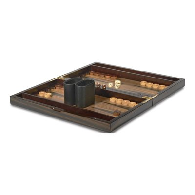 Backgammon Set in High Gloss Ebony Wood Case