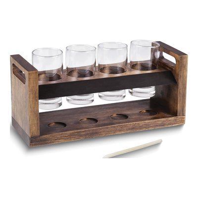 Craft Beer Taster Flight Set with Acacia Wood Tray – view 2
