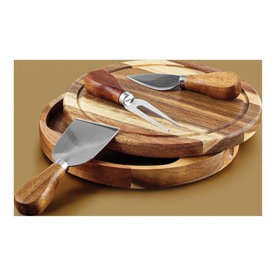 Acacia Wood Cheese Board Set with Steel Tools – view 3