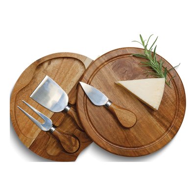 Acacia Wood Cheese Board Set with Steel Tools