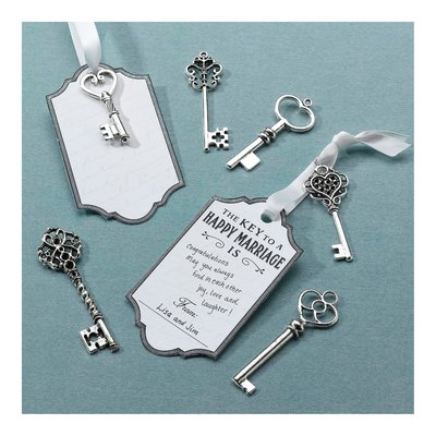 Set of 24 Silver-Tone Keys & Marriage Tags – view 2