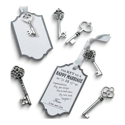 Set of 24 Silver-Tone Keys & Marriage Tags