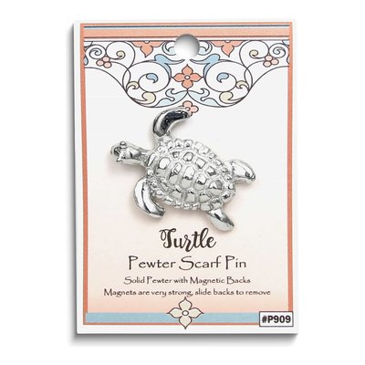 Pewter Turtle Magnetic Scarf Pin Brooch – view 2