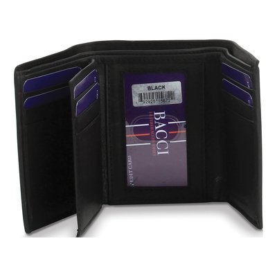 Black Leather 9-Slot Trifold Wallet with ID Window – view 2