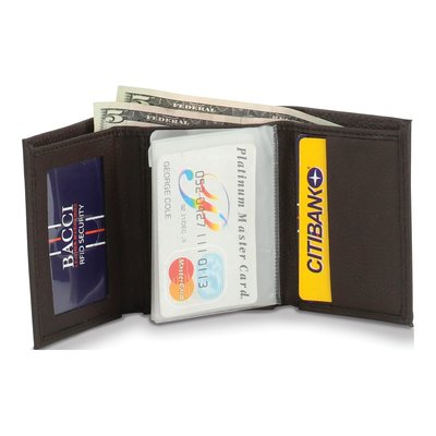 Men's Brown Leather RFID Blocking Trifold Wallet