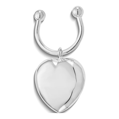 Silver-Tone Puffed Heart Key Ring