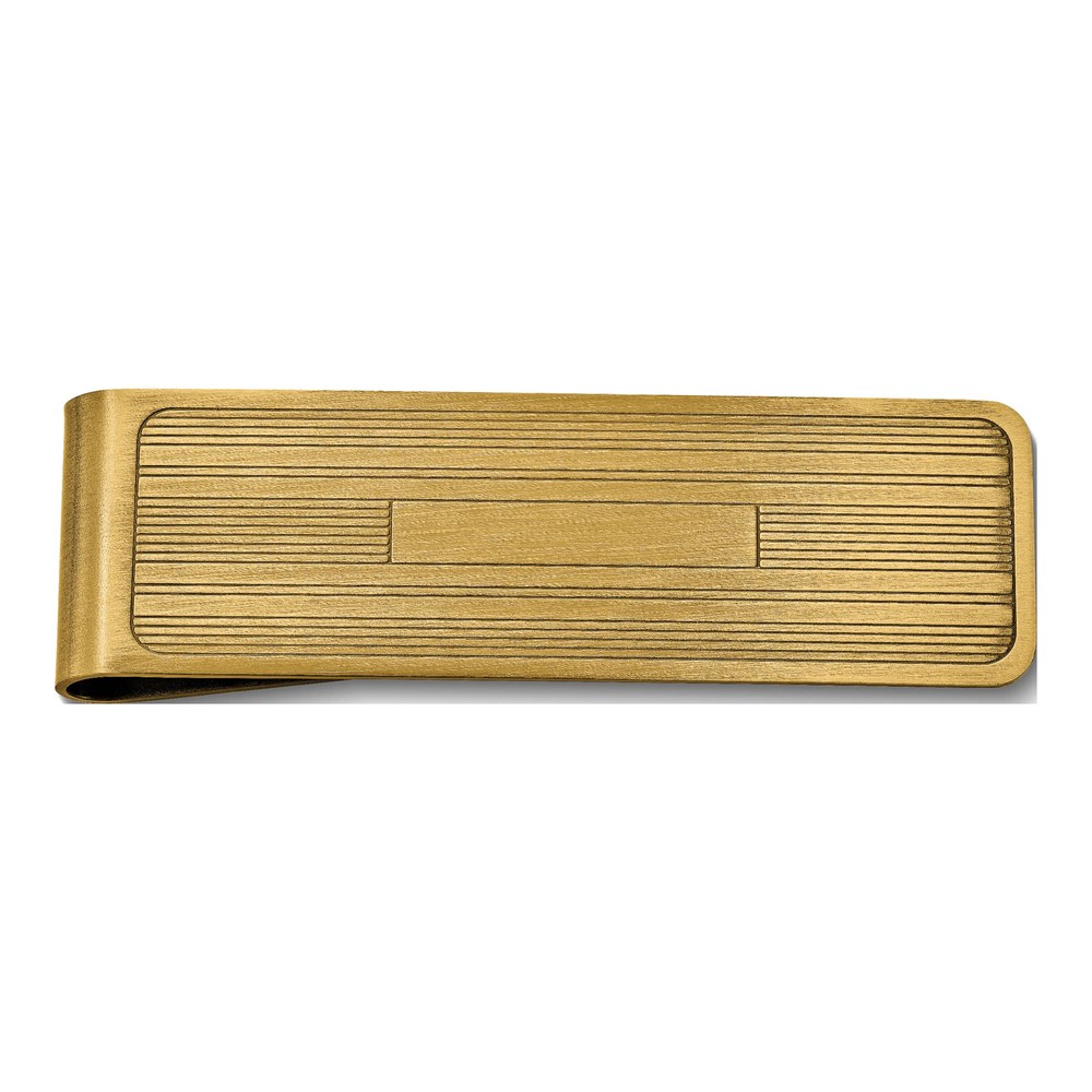 Antique Brass Line-Pattern Money Clip, Engravable
