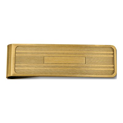 Antique Brass Line-Pattern Money Clip, Engravable