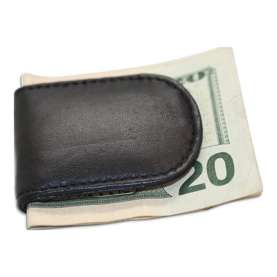 Black Leather Magnetic Money Clip for Men – view 4