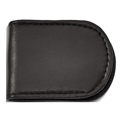 Black Leather Magnetic Money Clip for Men