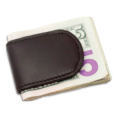 Brown Leather Magnetic Money Clip for Men – view 4