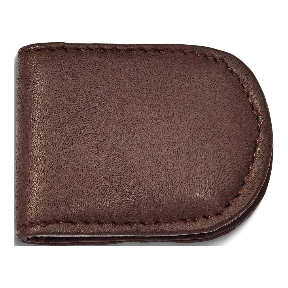 Brown Leather Magnetic Money Clip for Men