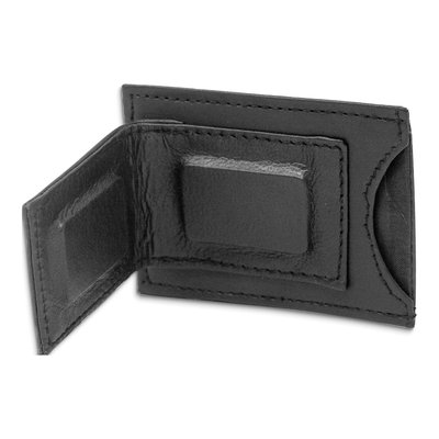 Black Leather Magnetic Money Clip with ID Slot – view 2