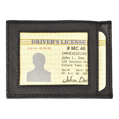 Black Leather Magnetic Money Clip with ID Slot – view 3