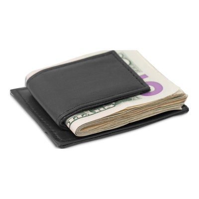 Black Leather Magnetic Money Clip with ID Slot – view 4