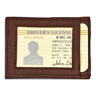Brown Leather Magnetic Money Clip with ID Slot – view 3