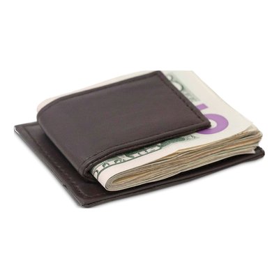 Brown Leather Magnetic Money Clip with ID Slot – view 4