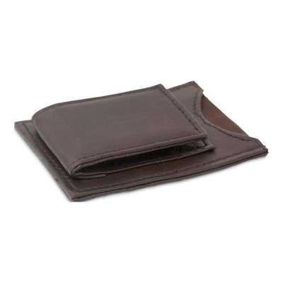 Brown Leather Magnetic Money Clip with ID Slot – view 5