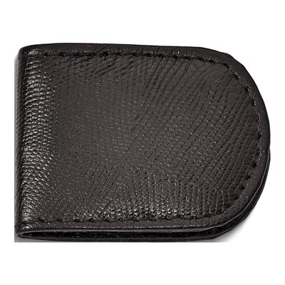 Black Leather Lizard Grain Magnetic Money Clip