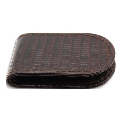 Brown Leather Lizard Grain Magnetic Money Clip – view 2