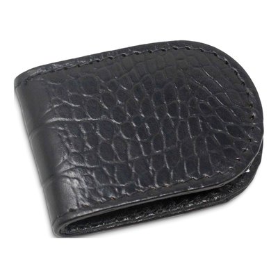 Black Leather Crocodile Grain Magnetic Money Clip – view 3